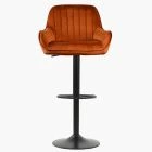 Bronx Bar Stool Burnt Orange Velvet & Black Base