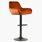 Bronx Bar Stool Burnt Orange Velvet & Black Base