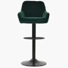 Bronx Bar Stool Emerald Green Velvet & Black Base