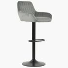Bronx Bar Stool Grey Velvet & Black Base