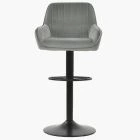 Bronx Bar Stool Grey Velvet & Black Base