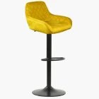 Bronx Bar Stool Mustard Velvet & Black Base