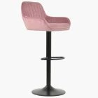 Bronx Bar Stool Pink Velvet & Black Base