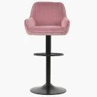 Bronx Bar Stool Pink Velvet & Black Base