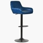 Bronx Bar Stool Blue Leather & Black Base