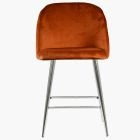 Brooklands Bar Stool Burnt Orange Velvet & Chrome Leg