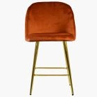 Brooklands Bar Stool Burnt Orange Velvet & Gold Leg