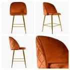 Brooklands Bar Stool Burnt Orange Velvet & Gold Leg