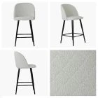 Brooklands Bar Stool Cream Boucle Fabric & Black Leg