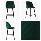 Brooklands Bar Stool Green Velvet & Black Leg