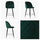 Brooklands Bar Stool Green Velvet & Black \ Silver Leg