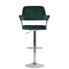 Perona Bar Stool Emerald Green Velvet & Chrome Base