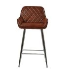 Carson Bar Stool Vintage Tan Brown Leather & Chrome Base