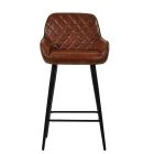 Carson Bar Stool Vintage Tan Brown Leather & Black Base