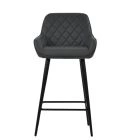 Carson Bar Stool Dark Grey Leather & Black Base