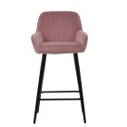 Hamilton Bar Stool Pink Velvet & Black Base