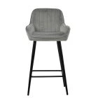 Hamilton Bar Stool Grey Velvet & Black Base
