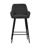 Hamilton Bar Stool Dark Grey Leather & Black Base