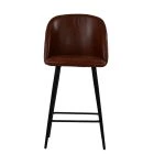 Brooklands Bar Stool Vintage Tan Brown Leather & Black Bas
