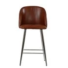 Brooklands Bar Stool Vintage Tan Brown Leather & Chrome Base