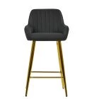 Hamilton Bar Stool Dark Grey Leather & Gold Base
