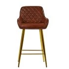Carson Bar Stool Vintage Brown Leather & Gold Base