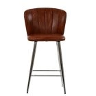 Dove Bar Stool Vintage Tan Brown Leather & Chrome Base