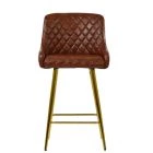 Vault Bar Stool Vintage Brown Leather & Gold Base