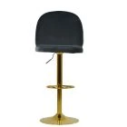 Clarris Bar Stool Dark Grey Velvet & Gold Base