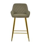 Carson Bar Stool Taupe Leather & Gold