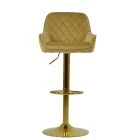 Roman Bar Stool Camel Velvet & Gold