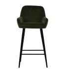 Hamilton Bar Stool in Olive Green Velvet & Black Base