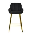 Hamilton Bar Stool Black Leather & Gold