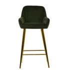 Hamilton Bar Stool in Olive Green Velvet & Gold Base