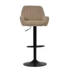 Bronx Bar Stool Fawn Brown Fabric & Black