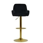 Harton Bar Stool Black Velvet & Gold