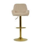 Harton Bar Stool Natural Cream Fabric & Gold