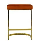 Layto Bar Stool Burnt Orange Velvet & Brass 75cm
