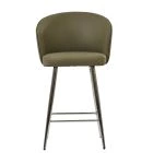Novara Bar Stool Taupe Leather & Chrome