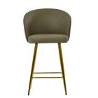 Novara Bar Stool Taupe Leather & Gold