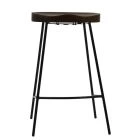 Edson Bar Stool Dark Wood Black Fixed Height Base