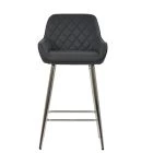 Carson Bar Stool Dark Grey Leather & Chrome Base