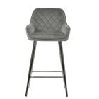 Carson Bar Stool Grey Velvet & Chrome Base