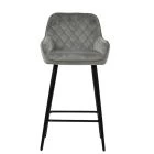 Carson Bar Stool Grey Velvet & Black Base