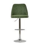 Darwin Bar Stool Aged Olive Green Leather & Chrome Base