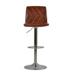 Pecan Bar Stool Vintage Tan Brown Leather & Brushed Steel