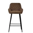 Carson Bar Stool Aged Brown Leather & Black Base