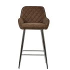 Carson Bar Stool Aged Brown Leather & Chrome Base