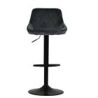 Fleur Bar Stool Grey Velvet & Black Base