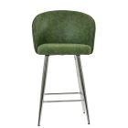 Novara Bar Stool Aged Olive Green Leather & Chrome Base